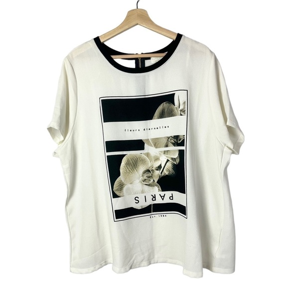 Forever 21 Plus White Paris Short Sleeve T-Shirt 3X - Picture 1 of 3